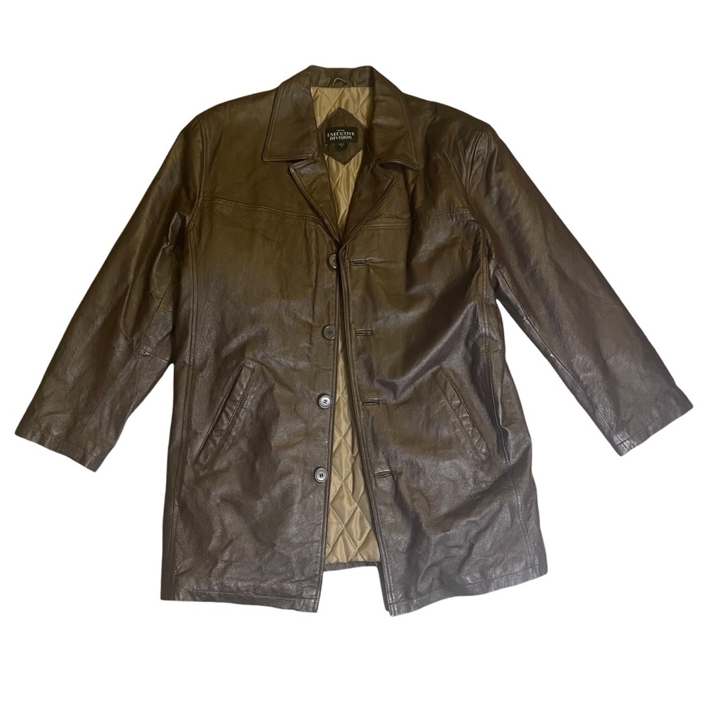 VINTAGE Haband Executive Division Brown Genuine Leather Jacket Size Medium